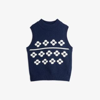 Flowers Knitted Wool Vest