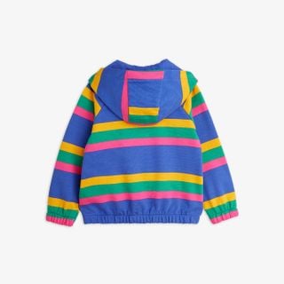 Blue Stripe Hoodie med Dragkedja