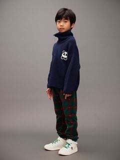 Plaid fleece trousers