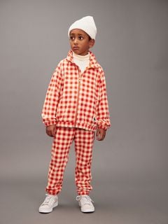 Gingham fleece trousers