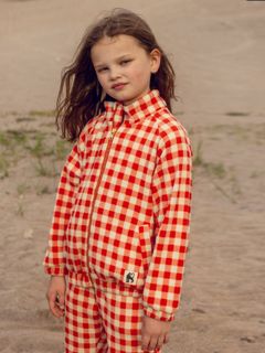 Gingham fleece jacket