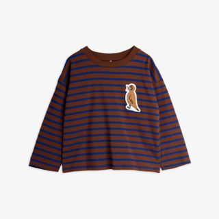 Stripe bird patch long sleeve T-shirt 
