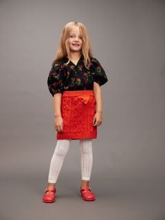 Texture knit bow skirt