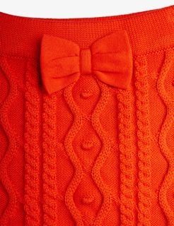 Texture knit bow skirt