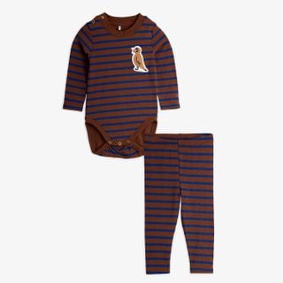 Stripe bird patch baby set