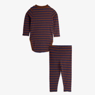 Stripe bird patch baby set