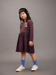 Stripe bird patch dress