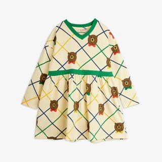 Bear check long sleeve dress