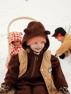 Knitted rib fold up hat