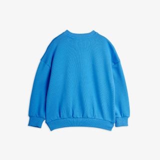 Blue sweatshirt featuring a relaxed fit, dropped shoulders, and ribbed trims.