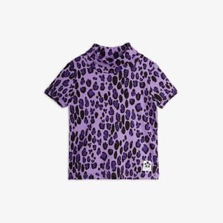 Leopard turtleneck T-shirt 