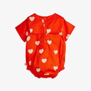 Hearts Short Sleeve Woven Bodysuit
