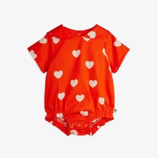 Hearts Short Sleeve Woven Bodysuit