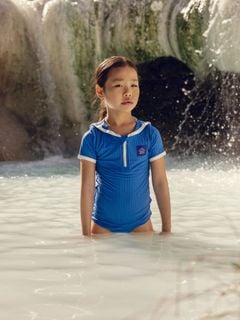 Travel Agency Patch Collar Swimsuit