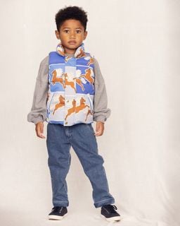 Horse Print Puffer Vest Blue | Mini Rodini