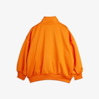 Orange Ritzratz patch tracksuit jacket in recycled polyester with ribbed cuffs and hem, shown from the back.