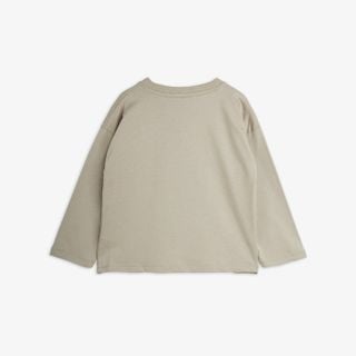 Grey long-sleeved top featuring dropped shoulders and a relaxed fit, shown from the back.