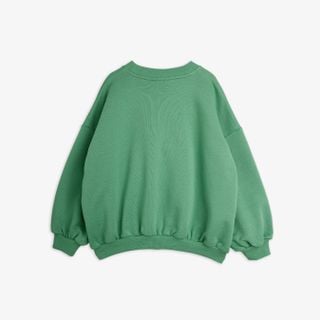Green sweatshirt featuring dropped shoulders and ribbed trims shown from the back view.