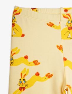 Yellow leggings featuring a playful Rabbit print and a comfortable elastic waistband.