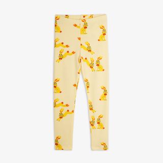 Yellow leggings featuring a Rabbits print and an elastic waistband.