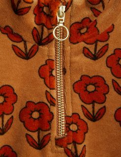 Spaceflower velour zip top