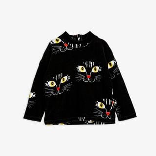 Cat Face Velour Sweatshirt