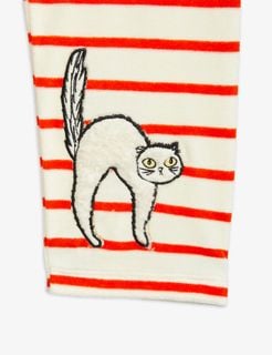 Angry Cat Embroidered Velour Trousers