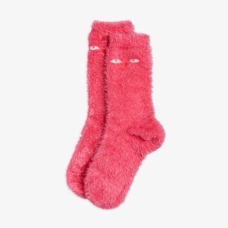 Cat Eyes Fuzzy Socks Pink