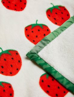 Strawberries Fleece Bedspread Twin