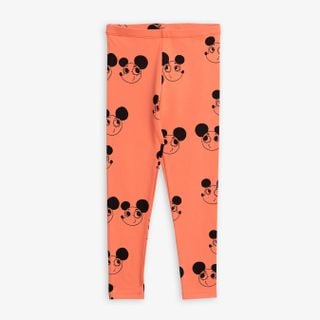 Red leggings featuring a black Ritzratz print and an elasticated waistband.