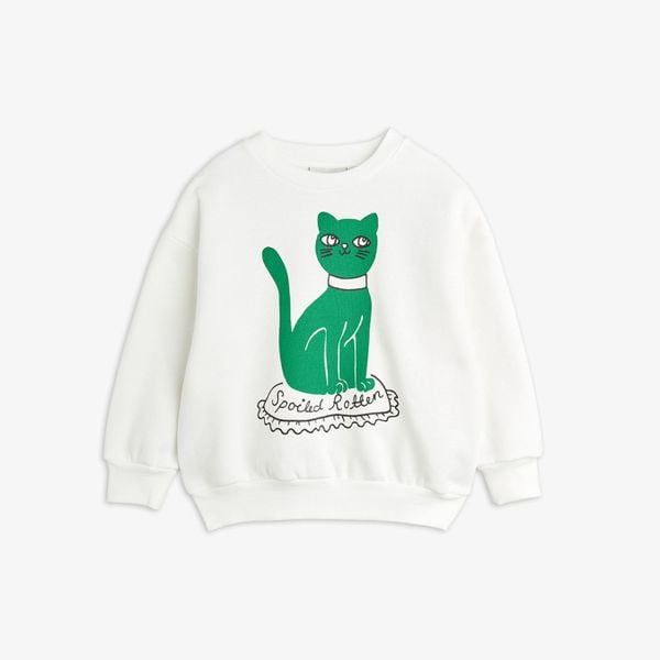 Cat Sweatshirt White | Mini Rodini