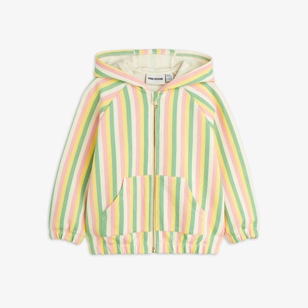 Pastel Stripe Hoodie med Dragkedja