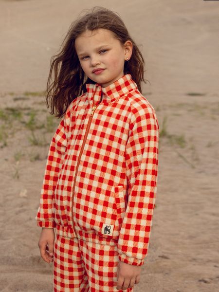 Gingham fleece jacket