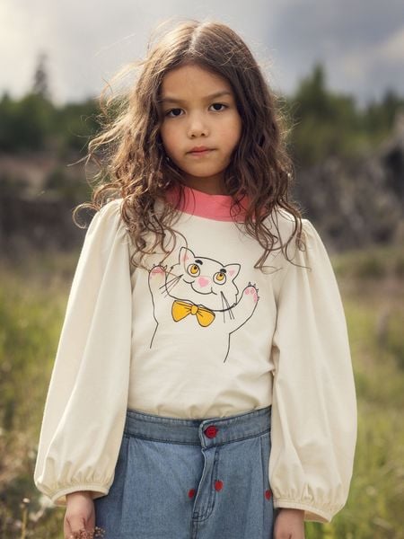 Cat balloon sleeve top