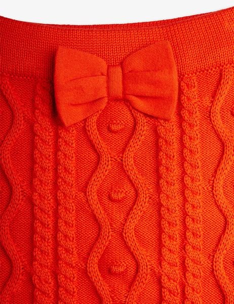 Texture knit bow skirt