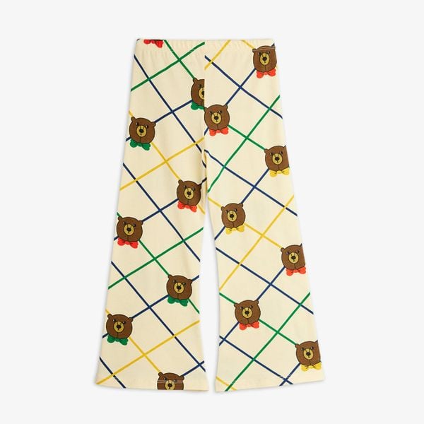 Bear check flared trousers