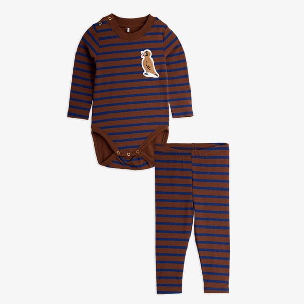 Stripe bird patch baby set