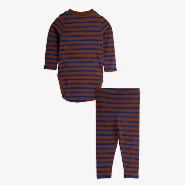 Stripe bird patch baby set