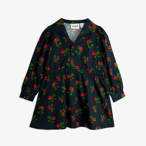 Lingonberries woven long sleeve dress