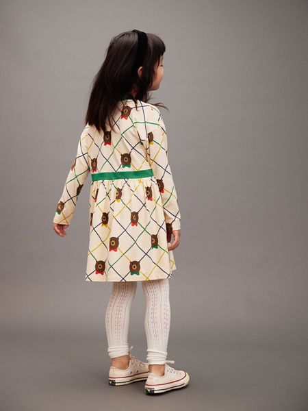 Bear check long sleeve dress
