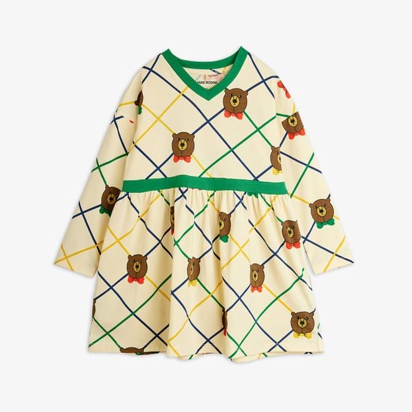 Bear check long sleeve dress
