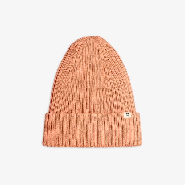 Knitted rib fold up hat