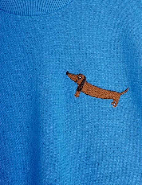 Mini Rodini 犬刺繍 スウェット トレーナー 7-9y Dog embroidered sweatshirt Blue | Mini Rodini