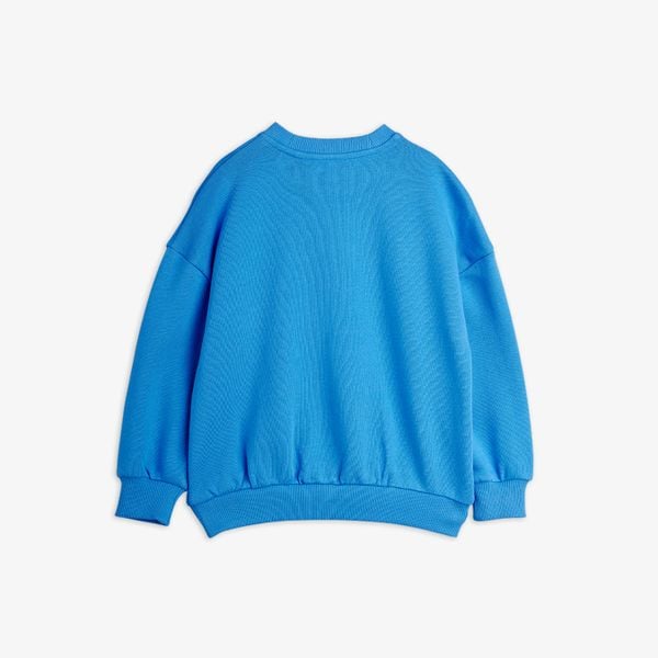 Blue sweatshirt featuring a relaxed fit, dropped shoulders, and ribbed trims.