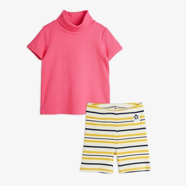 Ribbed bike shorts and T-shirt set 