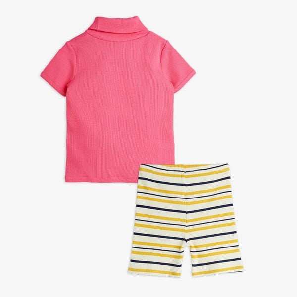 Ribbed bike shorts and T-shirt set 
