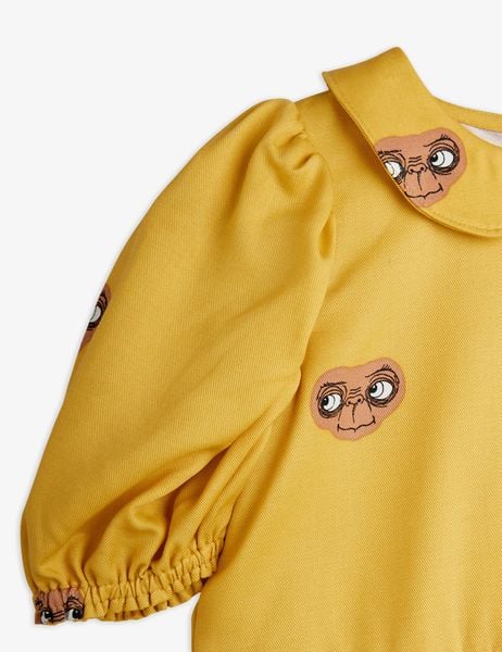 mini rodini E.T ロンパース E.T. Woven Short Sleeve Dress Beige | Mini Rodini