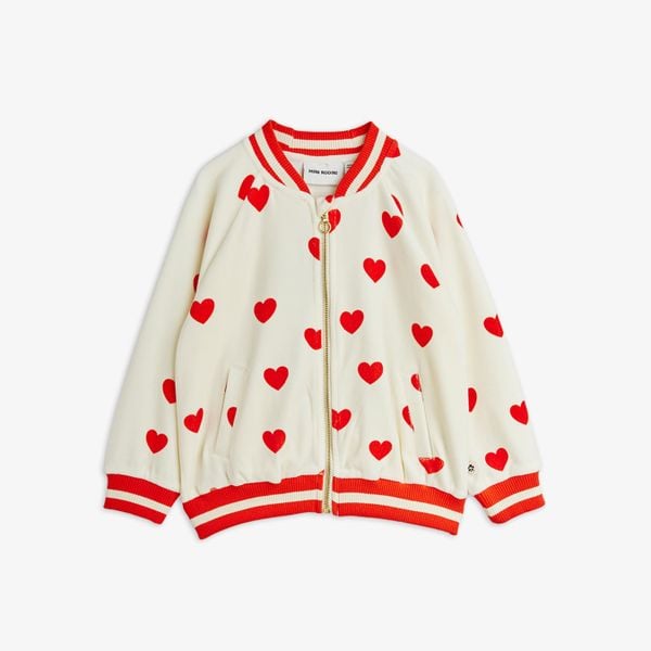 Hearts Velour Baseball Cardigan