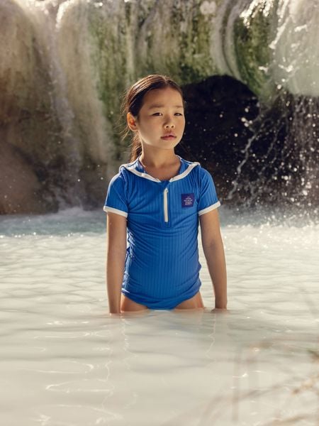 Travel Agency Patch Collar Swimsuit