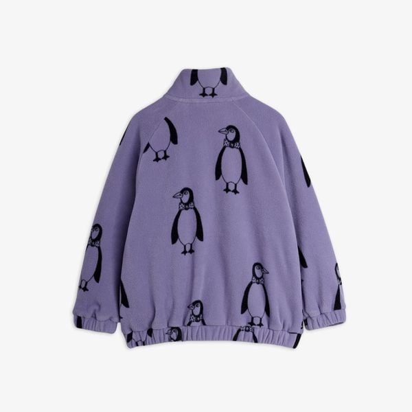 Purple jacket featuring an all-over Penguin print, shown from the back.